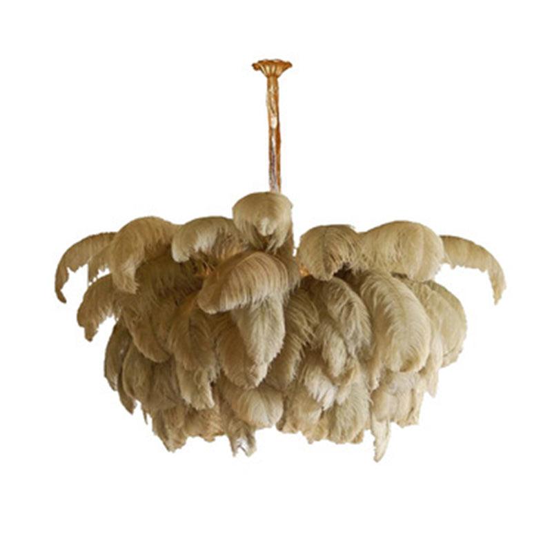 Ostrich Feather Ceiling Chandelier Modern Nordic 5 Light Hanging Light - Rebooters