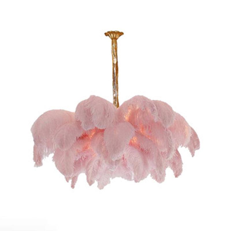 Ostrich Feather Ceiling Chandelier Modern Nordic 5 Light Hanging Light - Rebooters