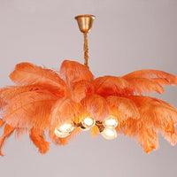Ostrich Feather Ceiling Chandelier Modern Nordic 5 Light Hanging Light - Rebooters