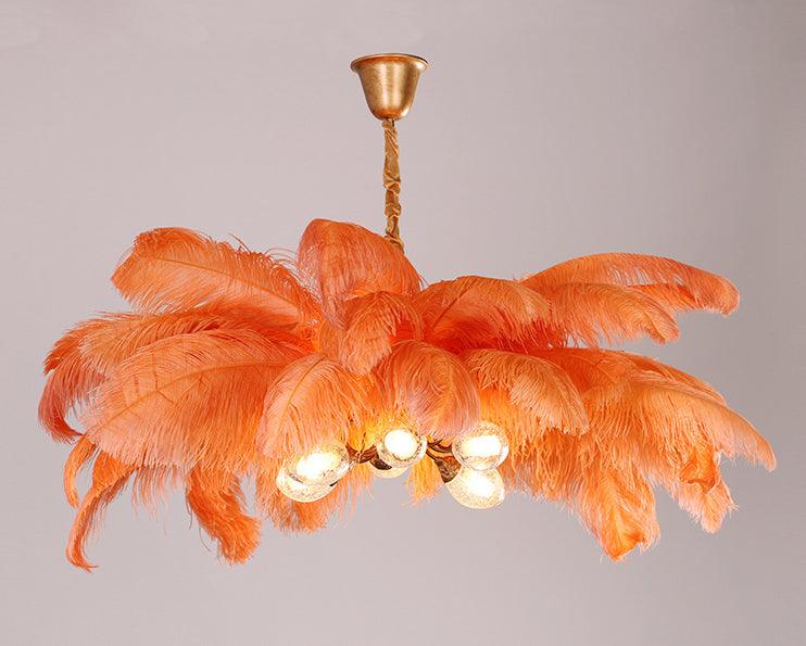 Ostrich Feather Ceiling Chandelier Modern Nordic 5 Light Hanging Light - Rebooters