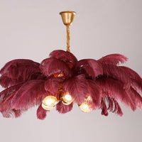 Ostrich Feather Ceiling Chandelier Modern Nordic 5 Light Hanging Light - Rebooters