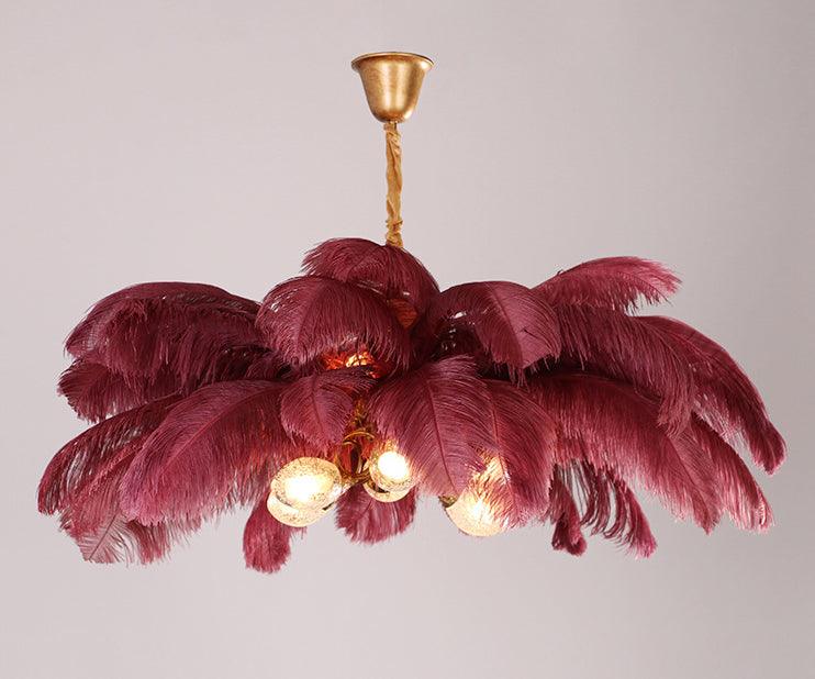 Ostrich Feather Ceiling Chandelier Modern Nordic 5 Light Hanging Light - Rebooters