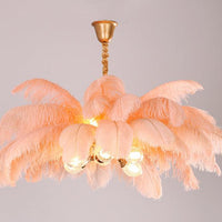 Ostrich Feather Ceiling Chandelier Modern Nordic 5 Light Hanging Light - Rebooters