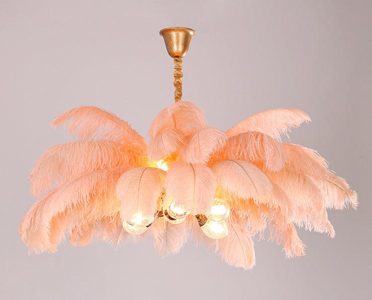 Ostrich Feather Ceiling Chandelier Modern Nordic 5 Light Hanging Light - Rebooters