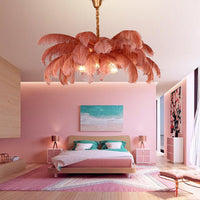 Ostrich Feather Ceiling Chandelier Modern Nordic 5 Light Hanging Light - Rebooters