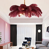 Ostrich Feather Ceiling Chandelier Modern Nordic 5 Light Hanging Light - Rebooters