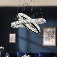 2-Tier Circular Carousel LED Pendant Lamp Modern Minimalist Crystal Light - Rebooters