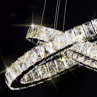 2-Tier Circular Carousel LED Pendant Lamp Modern Minimalist Crystal Light - Rebooters