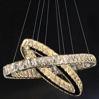 2-Tier Circular Carousel LED Pendant Lamp Modern Minimalist Crystal Light - Rebooters