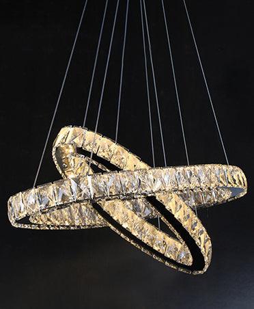 2-Tier Circular Carousel LED Pendant Lamp Modern Minimalist Crystal Light - Rebooters
