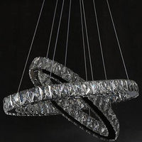 2-Tier Circular Carousel LED Pendant Lamp Modern Minimalist Crystal Light - Rebooters