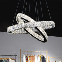 2-Tier Circular Carousel LED Pendant Lamp Modern Minimalist Crystal Light - Rebooters