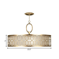 16"/19.5"/23.5" Dia Chinese Style Drum Chandelier Gold Lamp - Rebooters