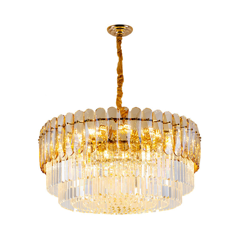 Traditional Tiered Round Chandelier Light Crystal 8-Light Ceiling Light Gold - Rebooters