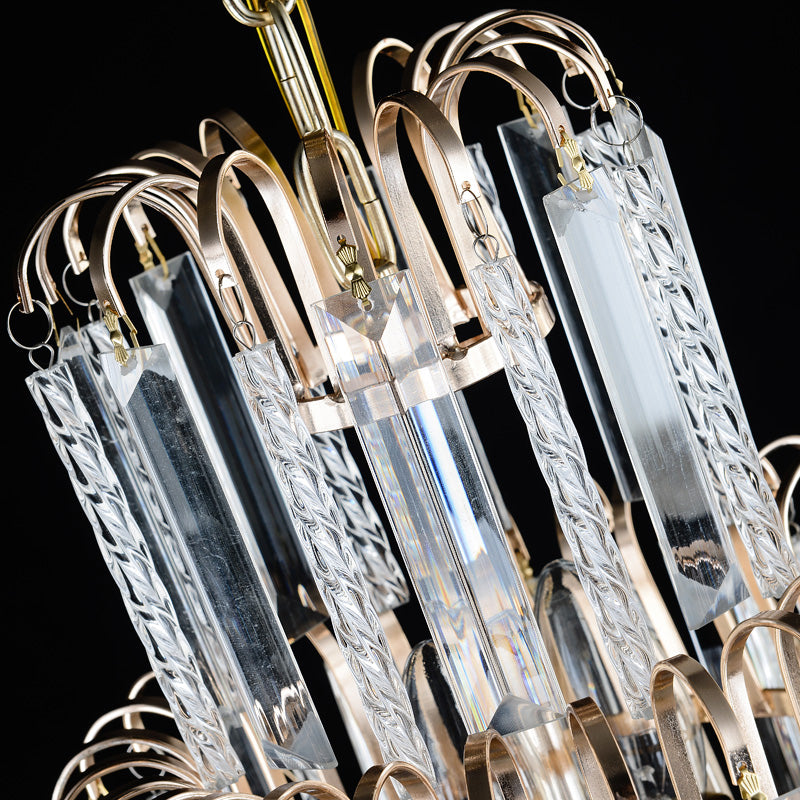 Victorian Style Tiered Crystal Chandelier 9-Light Golden Pendant - Rebooters