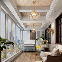 Bent Armed Metal Pendant Chandelier 3-Light Gold Fixture - Rebooters