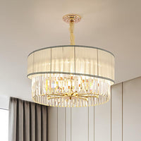 19.5/23.5 W Round Chandelier Lighting with Crystal Block - Rebooters