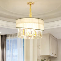 19.5/23.5 W Round Chandelier Lighting with Crystal Block - Rebooters