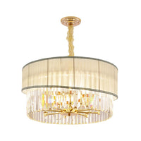 19.5/23.5 W Round Chandelier Lighting with Crystal Block - Rebooters
