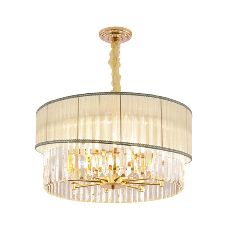 19.5/23.5 W Round Chandelier Lighting with Crystal Block - Rebooters