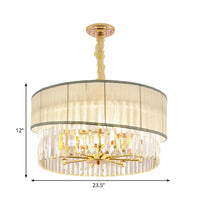 19.5/23.5 W Round Chandelier Lighting with Crystal Block - Rebooters