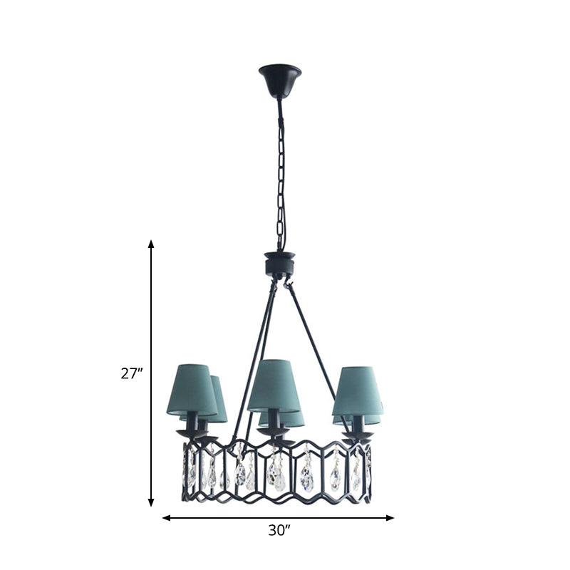 6 Lights Circular Pendant Light with Cone Shade in Black - Rebooters