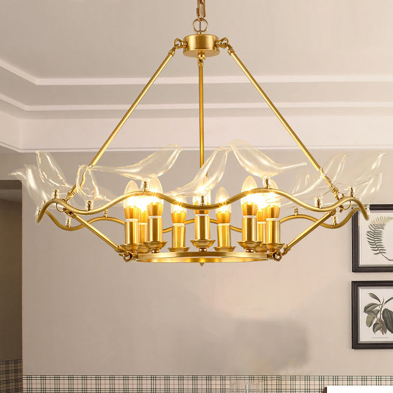 Wavy Ceiling Chandelier with Clear Crystal Bird Shade - Rebooters