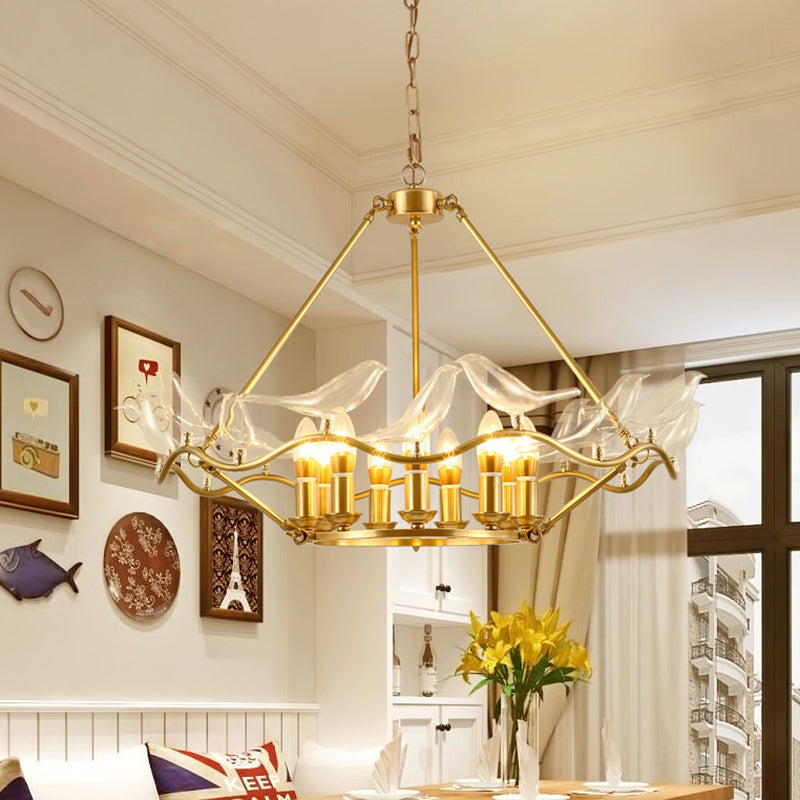 Wavy Ceiling Chandelier with Clear Crystal Bird Shade - Rebooters