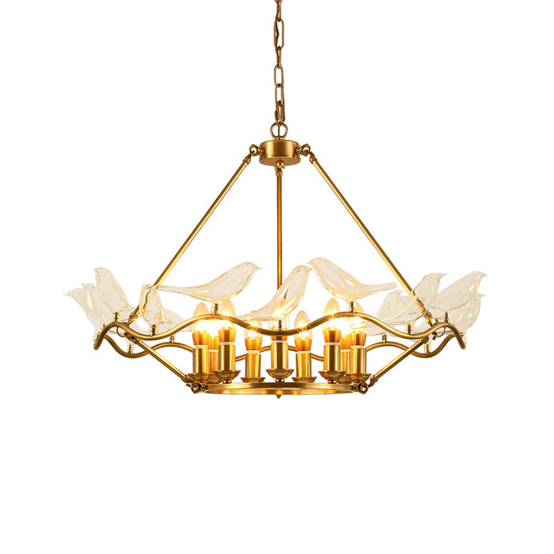 Wavy Ceiling Chandelier with Clear Crystal Bird Shade - Rebooters