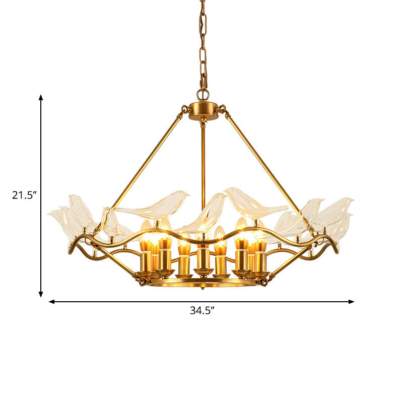 Wavy Ceiling Chandelier with Clear Crystal Bird Shade - Rebooters