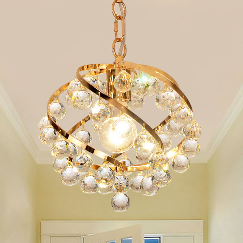 1 Light Orb Pendant Lighting Industrial Gold Crystal Ceiling Light - Rebooters