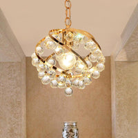 1 Light Orb Pendant Lighting Industrial Gold Crystal Ceiling Light - Rebooters