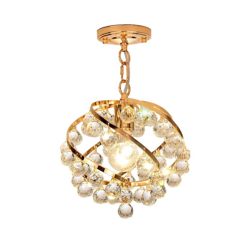 1 Light Orb Pendant Lighting Industrial Gold Crystal Ceiling Light - Rebooters