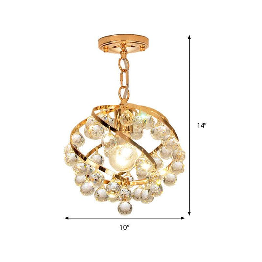 1 Light Orb Pendant Lighting Industrial Gold Crystal Ceiling Light - Rebooters
