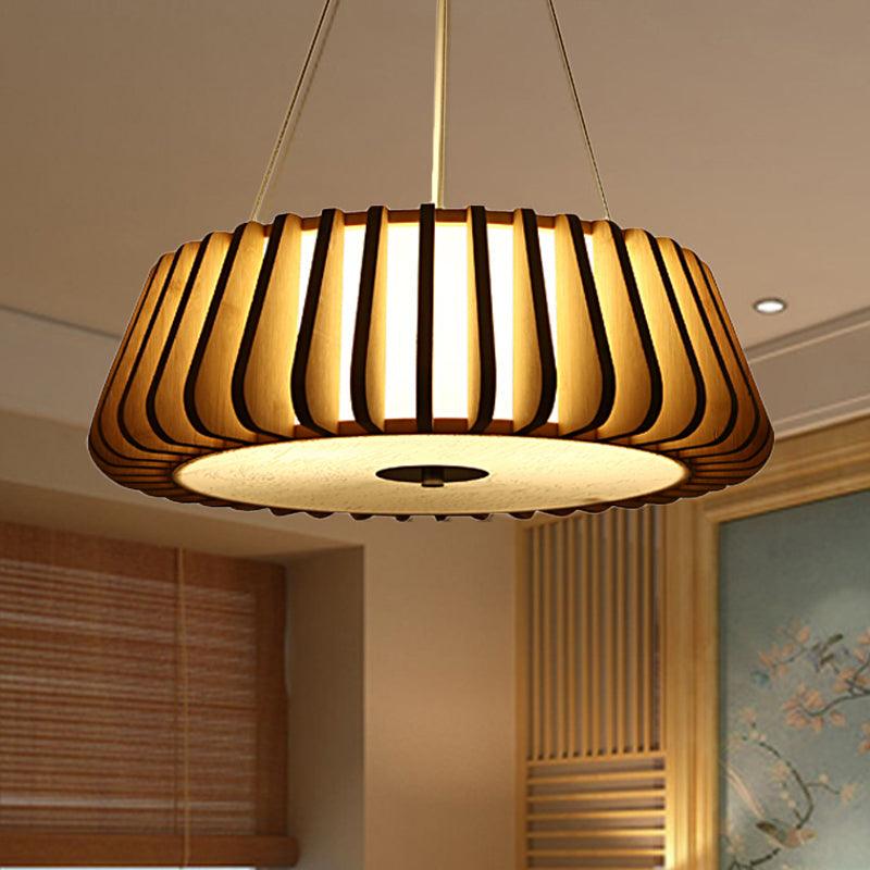 19.5"/23.5" Wide Tapered Suspension Lighting Traditional Wood Ceiling Light - Rebooters