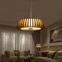 19.5"/23.5" Wide Tapered Suspension Lighting Traditional Wood Ceiling Light - Rebooters