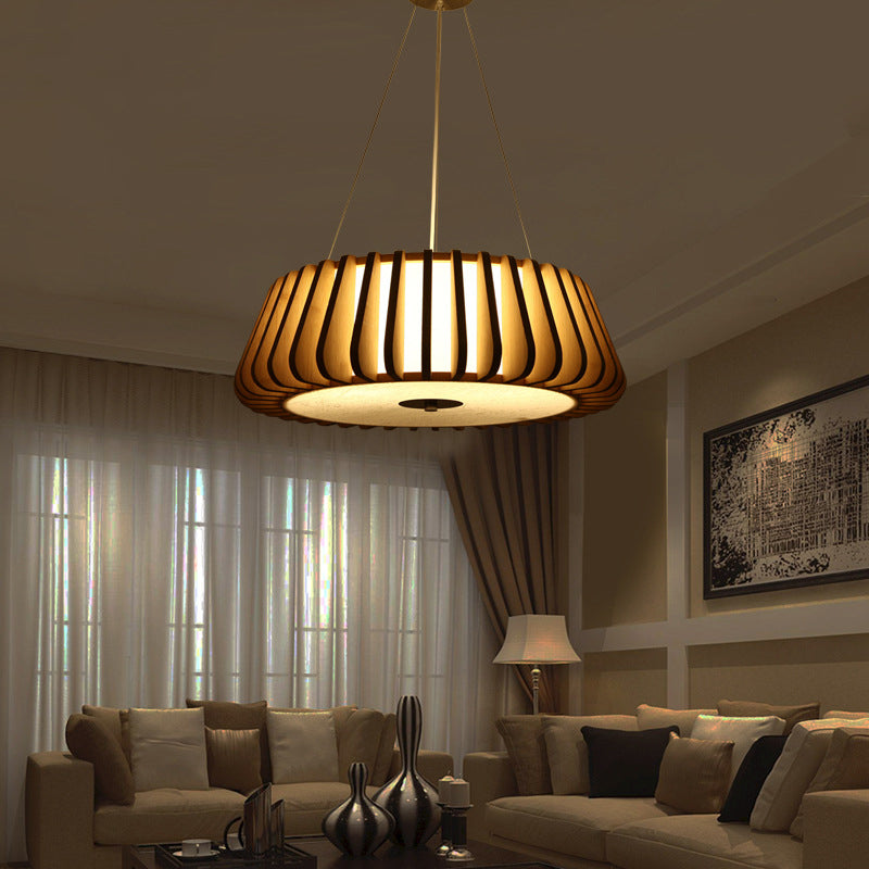 19.5"/23.5" Wide Tapered Suspension Lighting Traditional Wood Ceiling Light - Rebooters