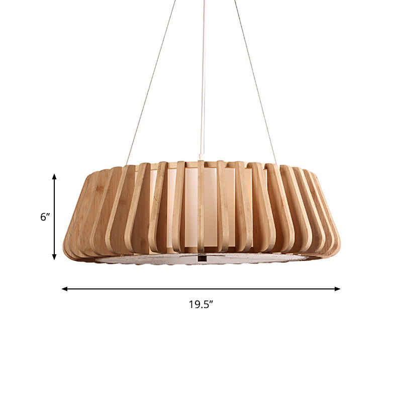 19.5"/23.5" Wide Tapered Suspension Lighting Traditional Wood Ceiling Light - Rebooters