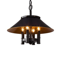 4 Lights Chandelier Lighting with Conic Shade Metallic Farmhouse Style Dining Room Hanging Lamp in Black - Rebooters
