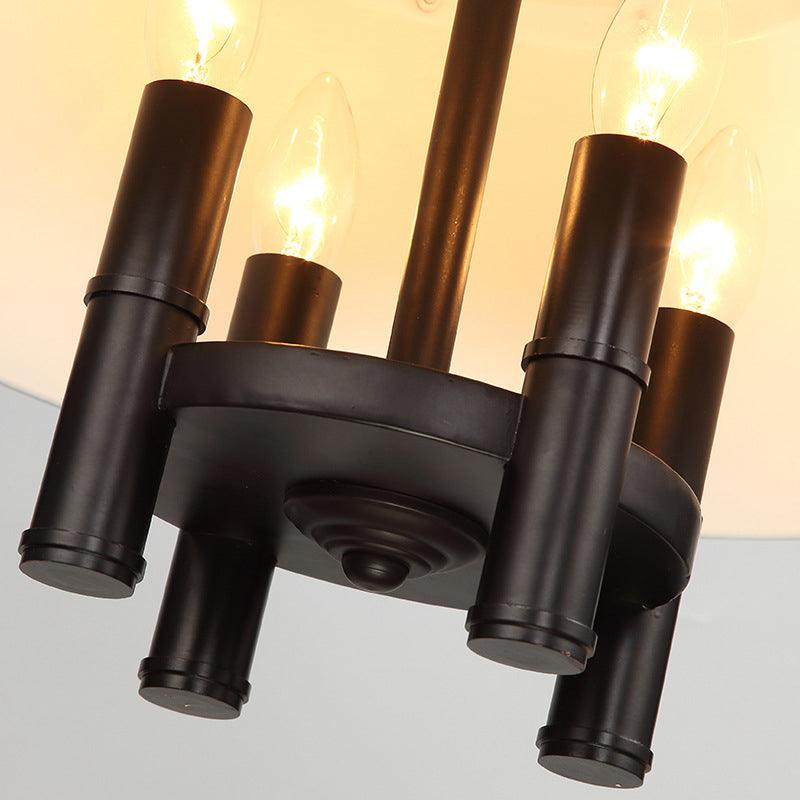 4 Lights Chandelier Lighting with Conic Shade Metallic Farmhouse Style Dining Room Hanging Lamp in Black - Rebooters