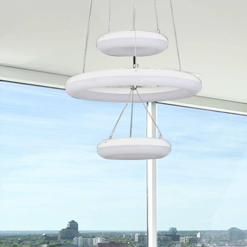 White Donut Suspension Pendant Minimalist LED Chandelier - Rebooters