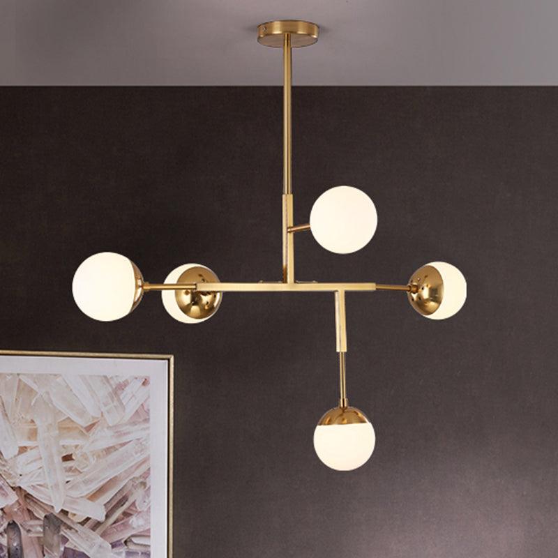 5 Lights Orb Shaped Chandelier Metal Ceiling Pendant Light - Rebooters
