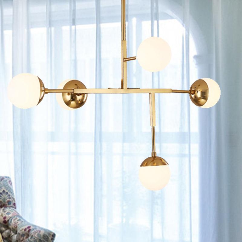5 Lights Orb Shaped Chandelier Metal Ceiling Pendant Light - Rebooters