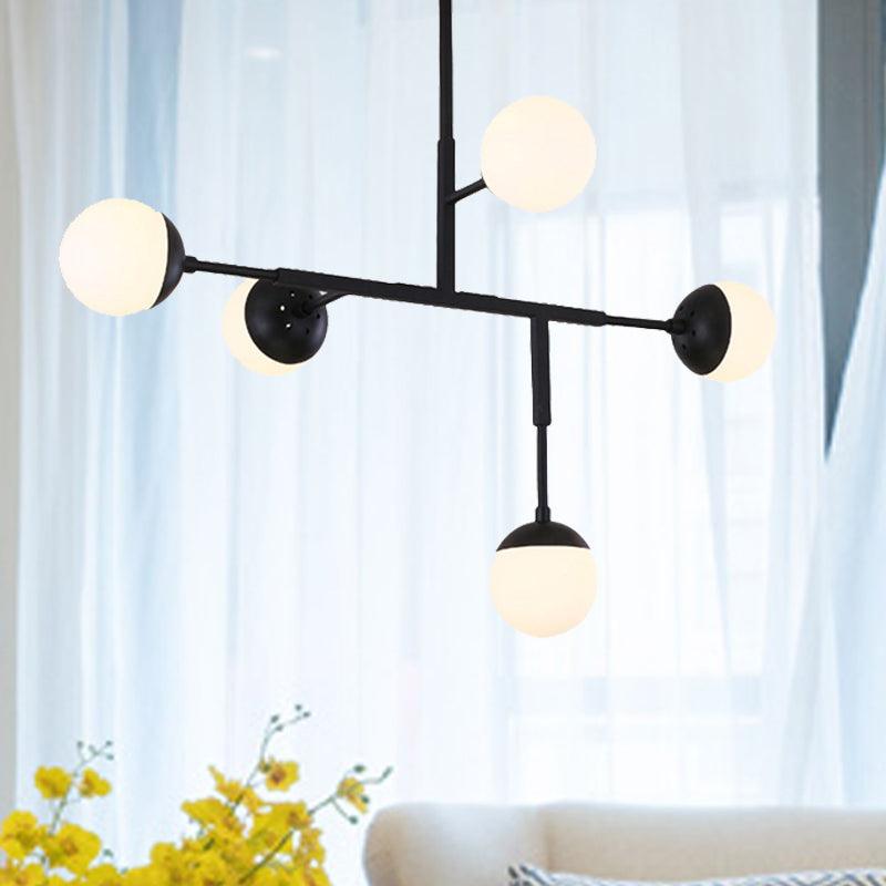 5 Lights Orb Shaped Chandelier Metal Ceiling Pendant Light - Rebooters