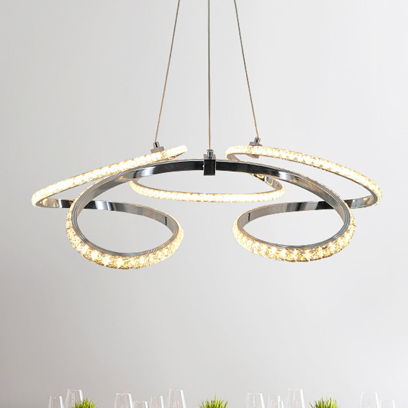 Twist Dining Room Ceiling Chandelier Crystal LED Pendant Chrome - Rebooters