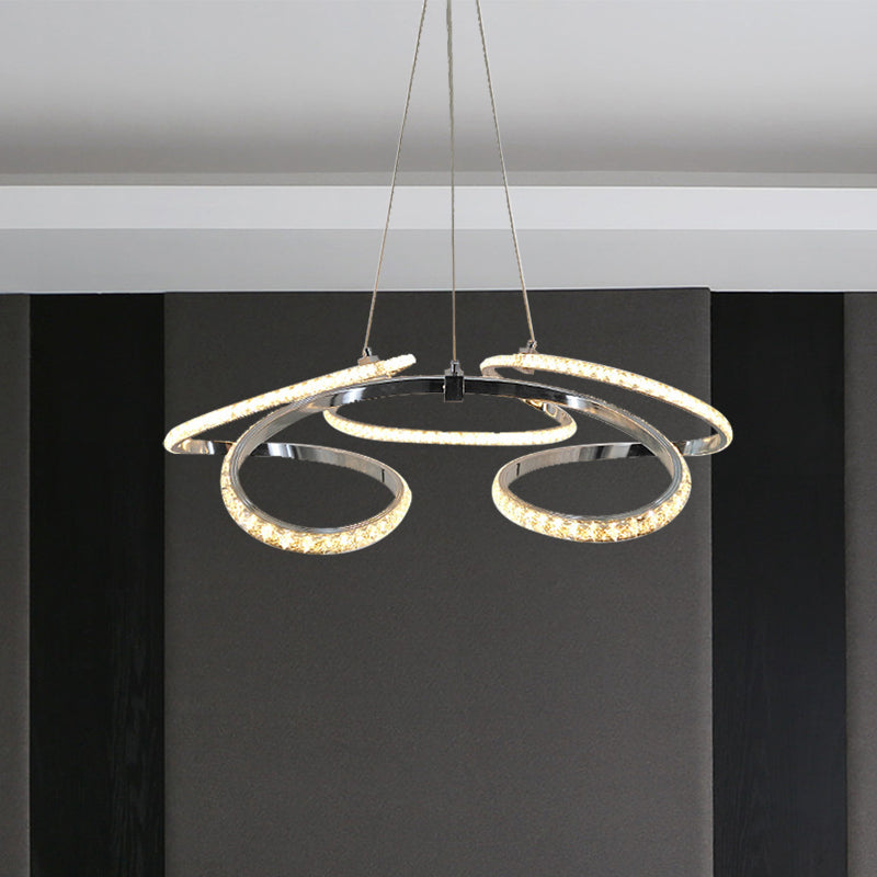 Twist Dining Room Ceiling Chandelier Crystal LED Pendant Chrome - Rebooters