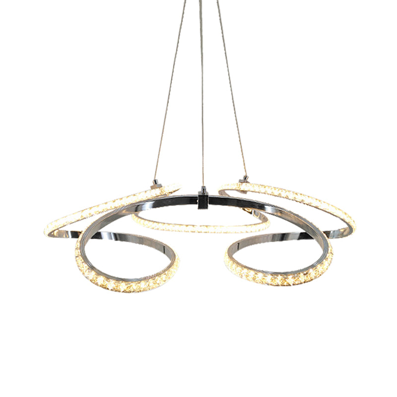 Twist Dining Room Ceiling Chandelier Crystal LED Pendant Chrome - Rebooters