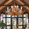 Lodge Stylish Antlers Chandelier Lighting 8 Lights Resin Pendant - Rebooters