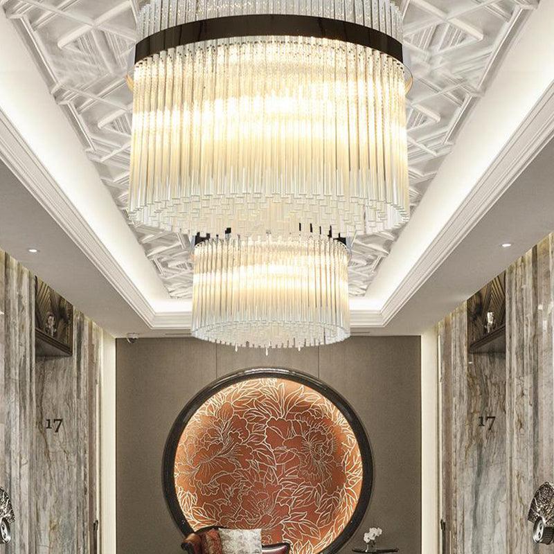 13 Heads Cylindrical Ceiling Chandelier Modernist Crystal Light - Rebooters