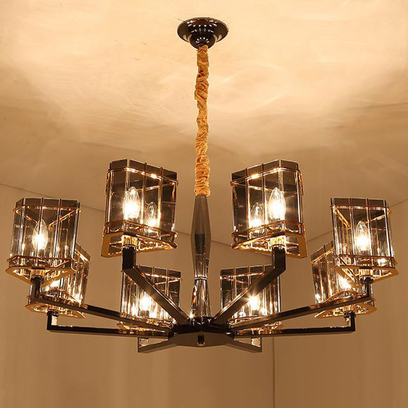 Triangle Hanging Chandelier Modernism Crystal Black Pendant Light - Rebooters